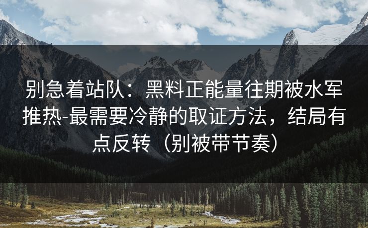 别急着站队:黑料正能量往期被水军推热-最需要冷静的取证方法,结局有点反转(别被带节奏) 别急着站队:黑料正能量往期被水军推热-最需要冷静的取证方法,结局有点反转(别被带节奏)