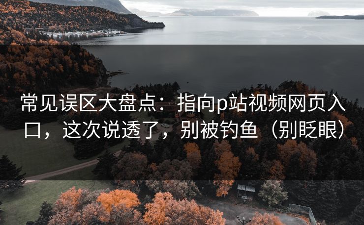 常见误区大盘点：指向p站视频网页入口，这次说透了，别被钓鱼（别眨眼）