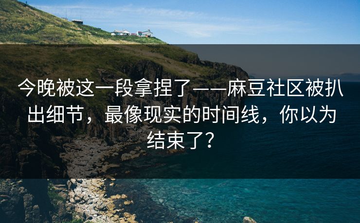 今晚被这一段拿捏了——麻豆社区被扒出细节，最像现实的时间线，你以为结束了？