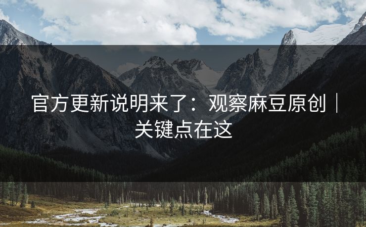 官方更新说明来了：观察麻豆原创｜关键点在这