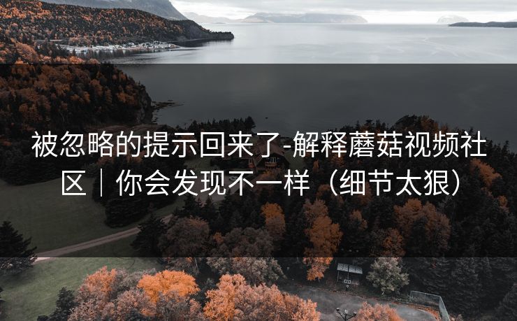 被忽略的提示回来了-解释蘑菇视频社区|你会发现不一样(细节太狠) 被忽略的提示回来了-解释蘑菇视频社区|你会发现不一样(细节太狠)