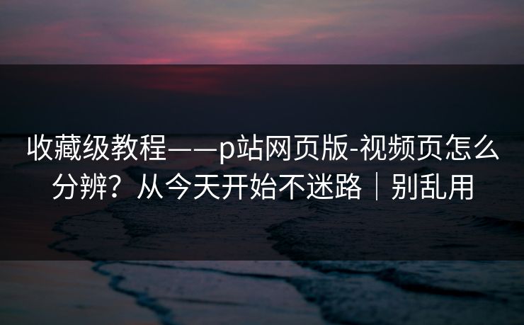 收藏级教程——p站网页版-视频页怎么分辨?从今天开始不迷路|别乱用 收藏级教程——p站网页版-视频页怎么分辨?从今天开始不迷路|别乱用
