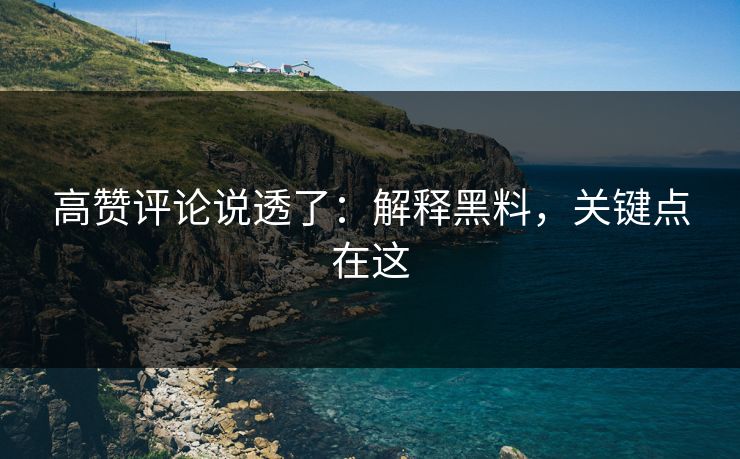 高赞评论说透了:解释黑料,关键点在这 高赞评论说透了:解释黑料,关键点在这