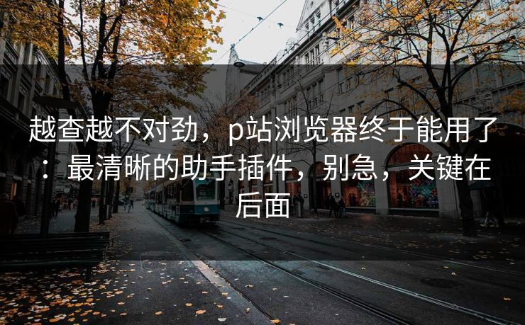 越查越不对劲,p站浏览器终于能用了:最清晰的助手插件,别急,关键在后面 越查越不对劲,p站浏览器终于能用了:最清晰的助手插件,别急,关键在后面